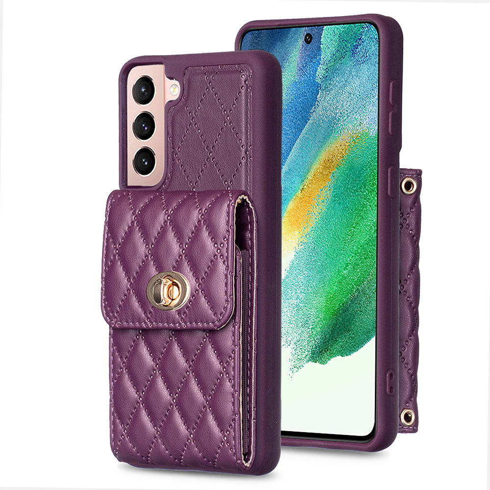 BF20 Phone Cover for Samsung Galaxy S21 FE 5G PU Leather Coated TPU Case with Card Holder and Strap BF20 Phone Cover for Samsung Galaxy S21 FE 5G PU Leather Coated TPU Case with Card Holder and Strap